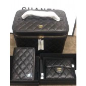 Chanel Original Lather Cosmetic Bag and Wallets Set 5961 black JK3581DI37