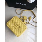 Chanel Original Leather Medium Cosmetic Bag 93443 Yellow JK4500tQ92