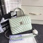 Chanel Original Sheepskin Leather Tote Bag V92236 Light green silver Buckle JK5213TP23