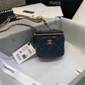 Chanel Original Small classic chain box handbag AP1447 dark blue JK4136Yv36