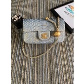 Chanel Original Small Snake skin flap bag AS1116 grey JK4091Oj66