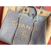 Chanel Original Tote Shopping Bag Wool calfskin & Silver-Tone Metal A93786 Grey&beige JK4323rd58