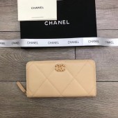 Chanel sheepskin & Gold-Tone Metal Wallet A6870 apricot JK1220DI37