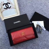 Chanel sheepskin & Gold-Tone Metal Wallet AP0955 Burgundy JK1201Kn56