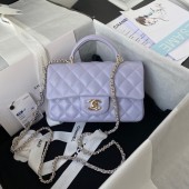 Chanel Sheepskin Leather mini flap bag with top handle AS2431 light purple JK2630Mc61