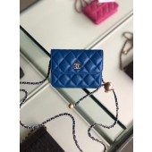 Chanel Sheepskin Original Leather Pocket AP0146 blue JK3992KX86