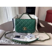 Chanel Shoulder Bag Original Leather Green 63593 Gold JK4544Dq89