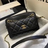 CHANEL Small camera bag lambskin & Gold-Tone Metal AS1367 black JK4004Yf79