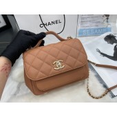 Chanel small flap bag Calfskin & Gold-Tone Metal A93749 brown JK2732fJ40