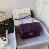 Chanel small flap bag Calfskin & Gold-Tone Metal AS2232 purple JK3718pB23