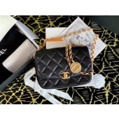 Chanel small flap bag Lambskin & Gold-Tone Metal AS2189 black JK3801Hn31