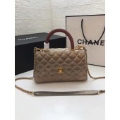 Chanel Small Flap Bag with red Top Handle A92990 gold JK4294wv88