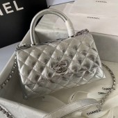 Chanel Small Flap Bag with Top Handle 92990 silver JK3844wn15