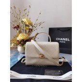 Chanel small tote bag Sheepskin & Gold-Tone Metal AS2059 white JK3678EW67