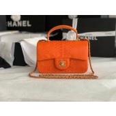 Chanel Snake skin mini flap bag with top handle AS2431 orange JK2387nS91