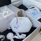 CHANEL Top Handle Leather Bag AS2609 White JK3163ED90