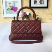 Chanel Tote Bag Dark Red Original Calfskin Leather 92990 Silver JK5889yk28