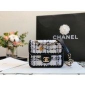 CHANEL Tweed Braided Calfskin & Gold-Tone Metal AS6075 black JK2697KX51