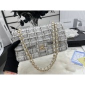 CHANEL Tweed Braided Sheepskin & Gold-Tone Metal AS01112-1 gray JK2607fw56