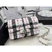 CHANEL Tweed Braided Sheepskin & Gold-Tone Metal AS01116-2 black&white JK2604yk28