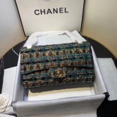 CHANEL Tweed Calfskin -Tone & Gold-Tone Metal AS1112 green JK4423rf34