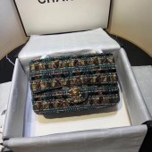 CHANEL Tweed Calfskin -Tone & Gold-Tone Metal AS1116 green JK4419dX32