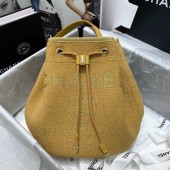 CHANEL Tweed Calfskin drawstring bag & Gold-Tone Metal 60588 yellow JK4202sf78