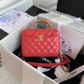 Chanel vanity case Lambskin, Shiny Crumpled Calfskin & Gold-Tone Metal AS2179 Pink JK3695iv85