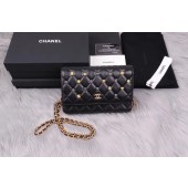 Chanel wallet on chain Lambskin & Gold-Tone Metal A81618 black JK1367xa43