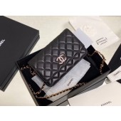 Chanel wallet on chain Lambskin & Laquered Gold-Tone Metal AP2021 black JK3576Rc99