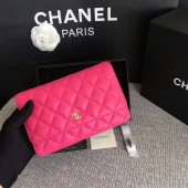 Chanel WOC Flap Bag Pink Original Sheepskin Leather 33814 Glod JK5835Pu45