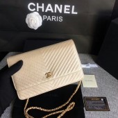 Chanel WOC Flap Shoulder Bag Gold Calfskin Leather A33814 Gold JK5626Hn31