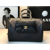 Chanle Large Bowling Bag Grained Calfskin Lambskin & Gold Metal AS1360 Black JK4273HW50