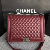 Cheap Boy Chanel Flap Shoulder Bag Wine Original Sheepskin Leather A67087 Silver JK5433ZZ98