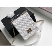 Cheap Boy chanel handbag Sheepskin & Gold-Tone Metal AS0130 white JK4703ZZ98