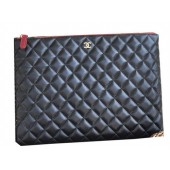 Cheap Chanel Clutch Bag Black Sheepskin Leather A82044 Gold JK882ZZ98