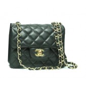 Cheap Chanel mini Classic Flap Bag Black Leather 1115 Gold Chain JK1098sZ66