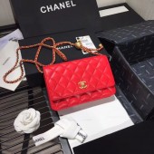 Cheap Copy Chanel Original Small classic Sheepskin flap bag AS33814 red JK4102Eq45