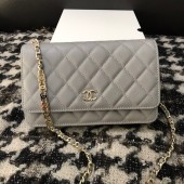 Cheap Copy Chanel WOC Original Caviar Leather Flap cross-body bag CC33815 grey JK2642Eq45