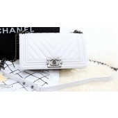 Cheap Fake Boy Chanel Flap Bag Calfskin Chevron Quilting A67086 White JK801BC48