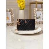 Copy 1:1 Chanel zipped wallet Goatskin AP31504-6 Black JK1159xD64