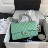 Copy Best chanel classic handbag Lambskin & silver Metal A01112 light green JK3111Qc72