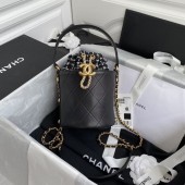 Copy Best Chanel drawstring bag Lambskin & Gold Metal AS6695 black JK3476Qc72