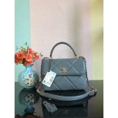 Copy Chanel CC original lambskin top handle flap bag A92236 dark gray&Gold-Tone Metal JK2514Kn92