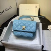 Copy Chanel flap bag Grained Calfskin & Gold-Tone Metal AS1155 light blue JK4339Kn92