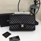 Copy Chanel Flap Shoulder Bags Black Sheepskin Leather A1112 Glod JK5799Kn92