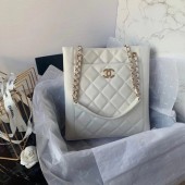 Designer Chanel Original Lather Shopping bag AS2295 white JK3642vs94