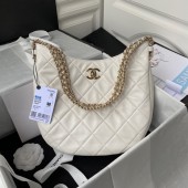 Designer Chanel Shoulder Bag Lambskin & light Gold-Tone Metal AS3153 white JK2547vs94