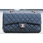 Designer Replica Chanel Classic Flap Bag Black Sheepskin Leather A1113 Gold JK478CF36