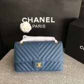 Designer Replica Chanel Flap Shoulder Bags Blue Original Calfskin Leather CF1112 Gold JK5759CF36